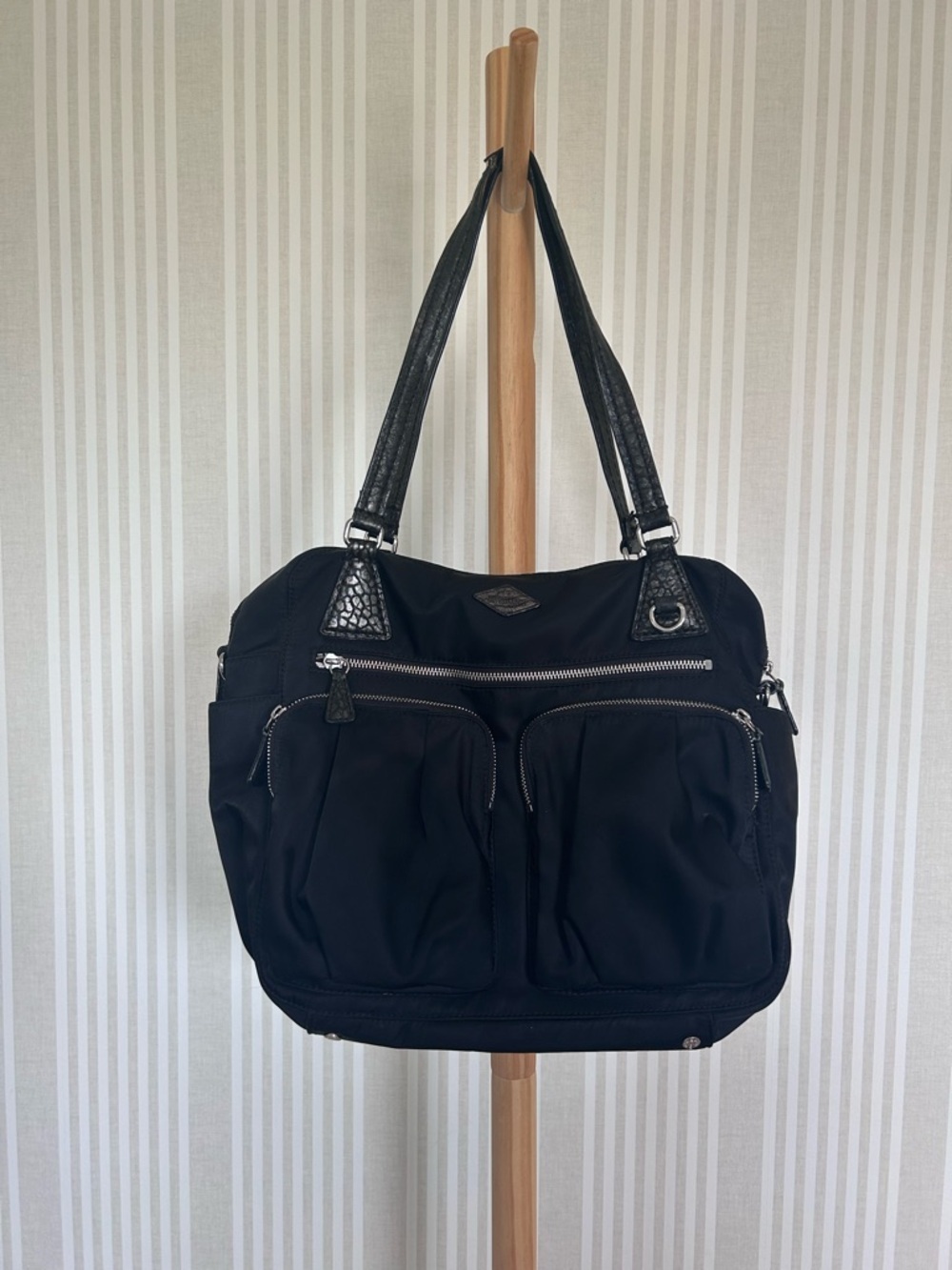 MZ Wallace Roxy Women's Black Nylon Tote Bag with Multiple Pockets - Picture 7 of 12